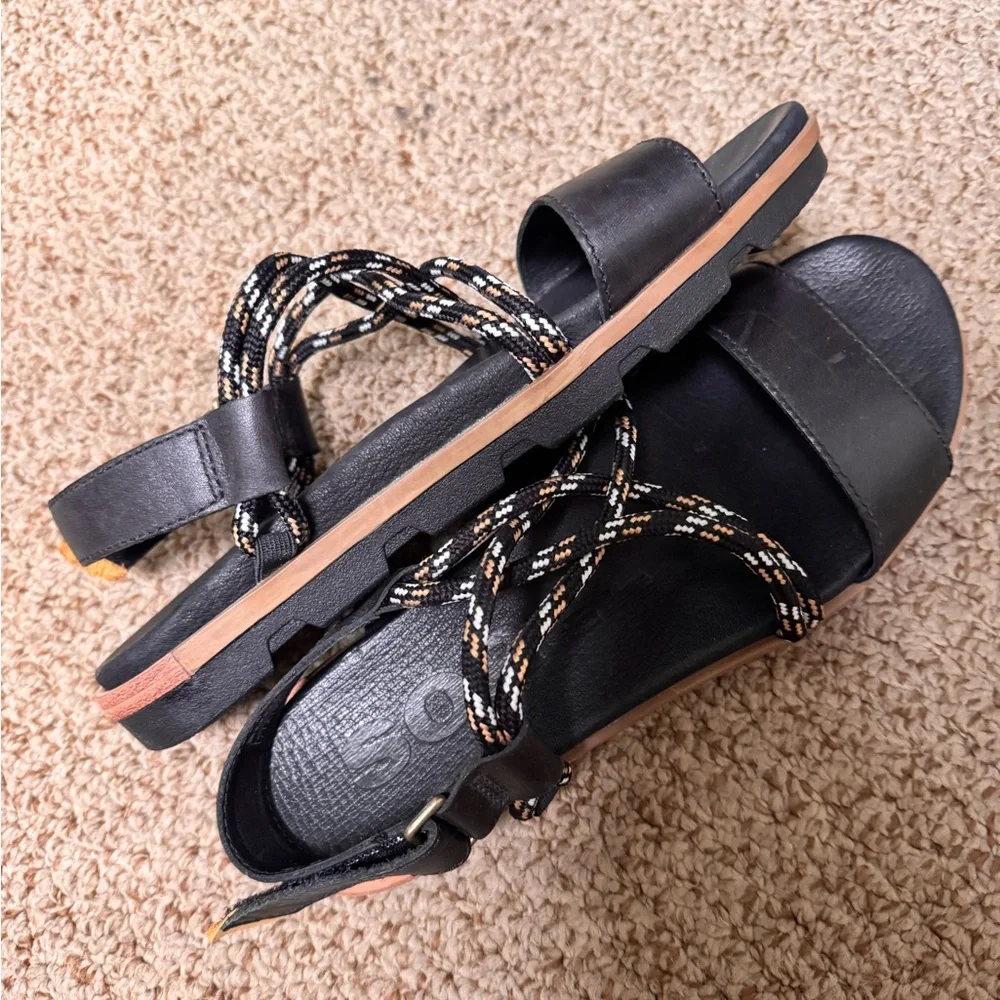 Sorel Black Sandals with Braided Accents - Picture 2 of 4